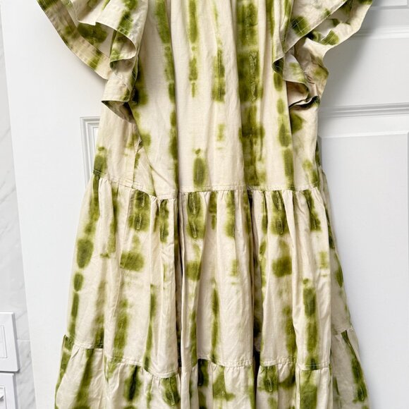 Maria Oliver Tie-Dye Mini Dress Flutter Sleeve V-Neck Size M - Picture 3 of 4